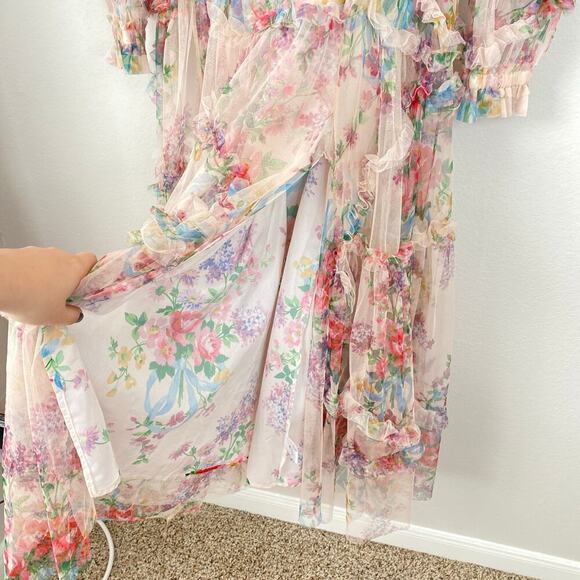 UNTAMED PETALS By Amanda Judge Dreamer Maxi Dress Floral Mesh Size Medium - Picture 11 of 13